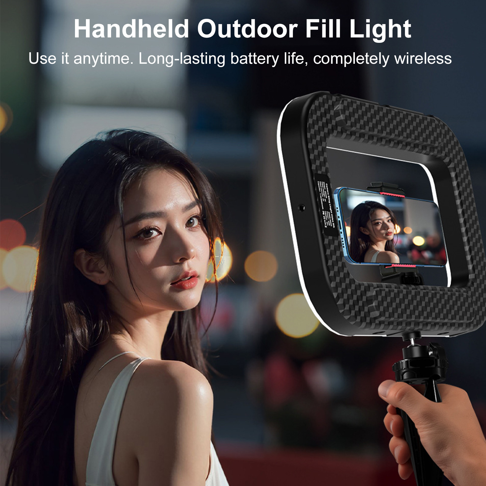 Photography Lighting System - Oplaadbare telefoonlamp, handheld telefoonstabilisator met telefoonhouder