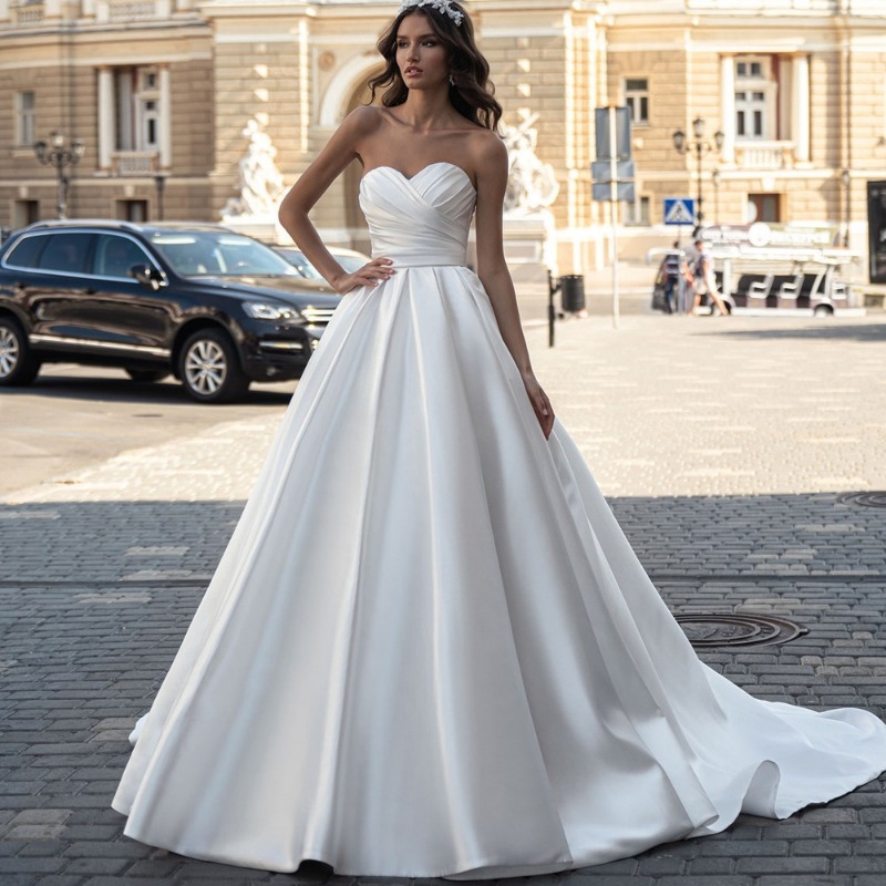 Photography Lighting Basics - 2026 Nieuwe satijnen lichte trouwjurk, strapless,