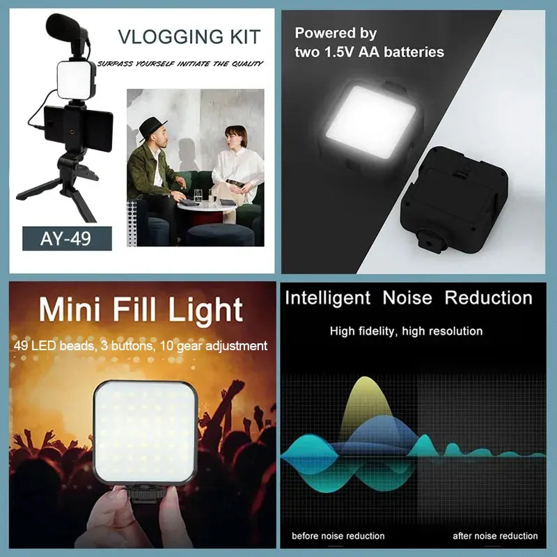 AY49 Smartphone Vlogging Kit m - Photography Led Lighting Kit recensie en prijs